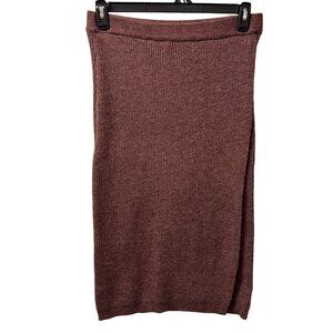 Lush Ribbed Knit Pencil Skirt Mulberry Sz M Acrylic/Cotton Blend Stretchy & Comf
